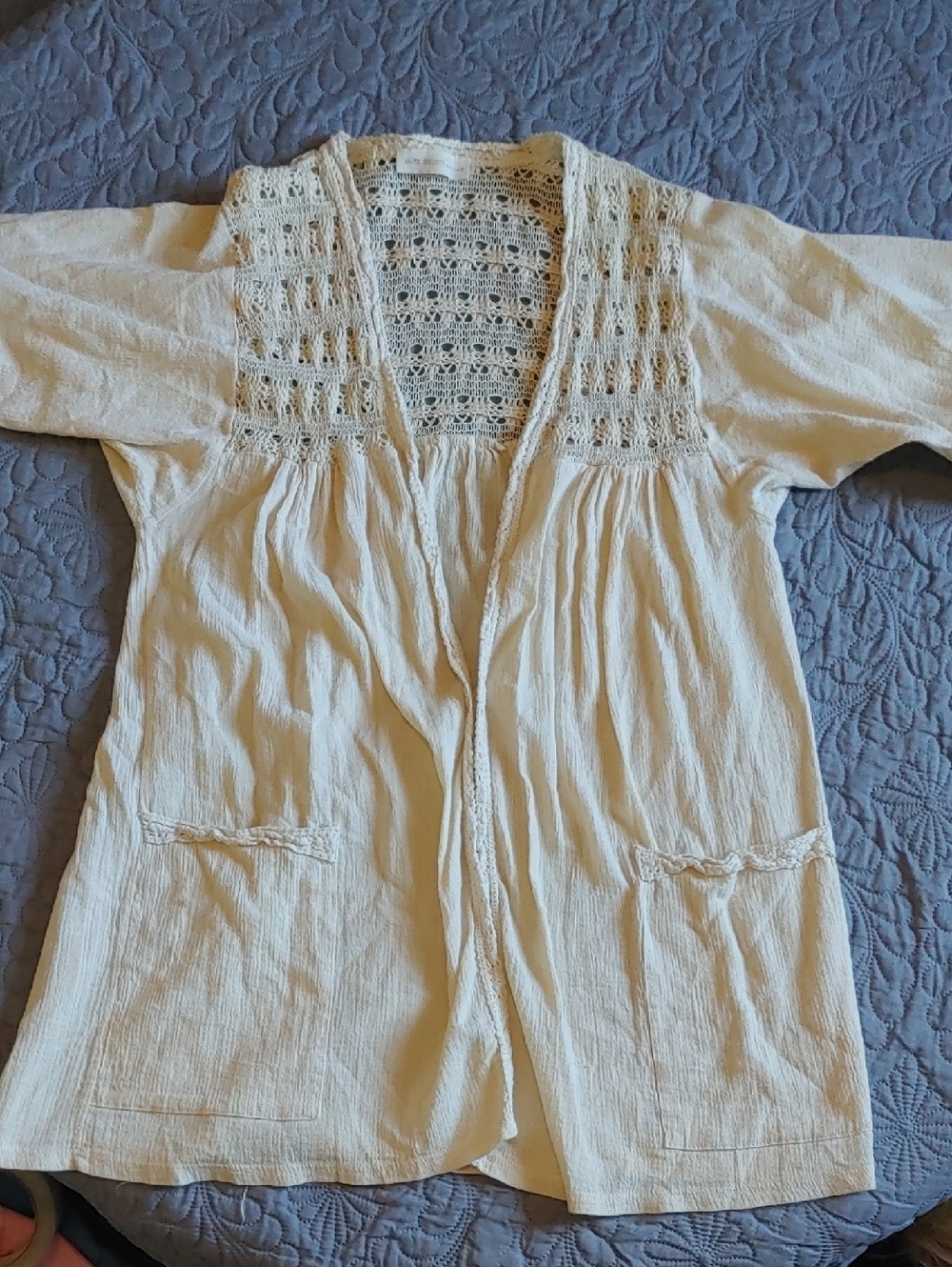 Haute Society Cream Crochet Openwork Cardigan